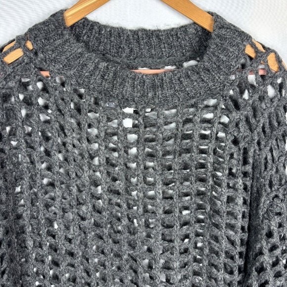 Urban Outfitters Womens Open Knit Pullover Sweater Long Sleeve Sz L Brown Boho - Picture 2 of 10